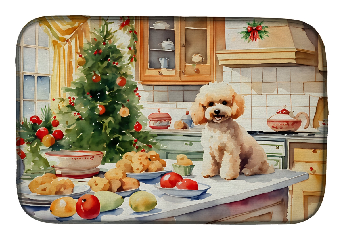 21 x 14 in. Unisex Poodle Christmas Cookies Dish Drying Mat