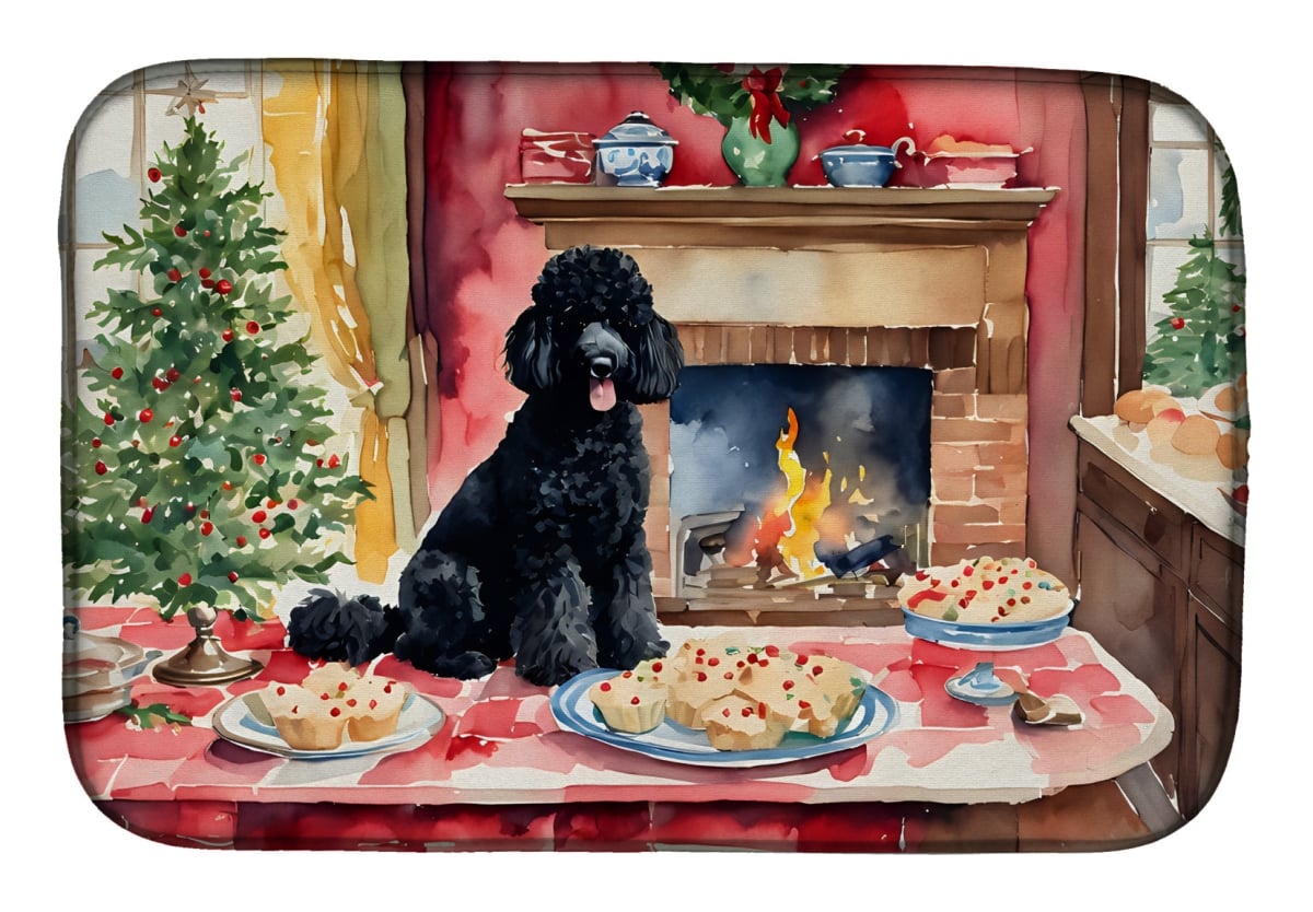 21 x 14 in. Unisex Poodle Christmas Cookies Dish Drying Mat