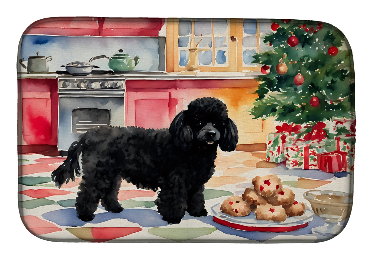 DAC3869DDM 21 x 14 in.  Poodle Christmas Cookies Dish Drying Mat