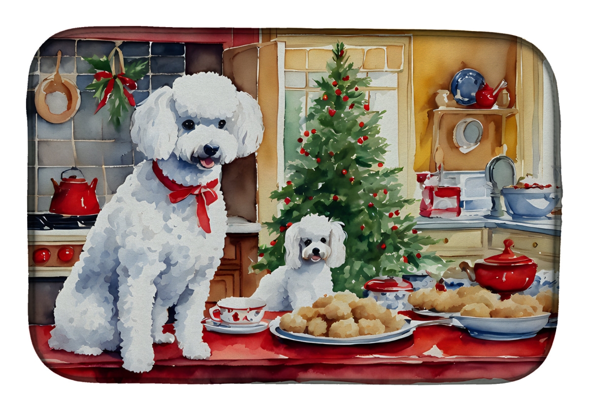 21 x 14 in. Unisex Poodle Christmas Cookies Dish Drying Mat