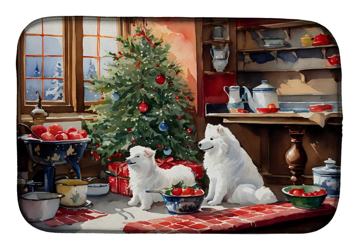 21 x 14 in. Unisex Samoyed Christmas Cookies Dish Drying Mat