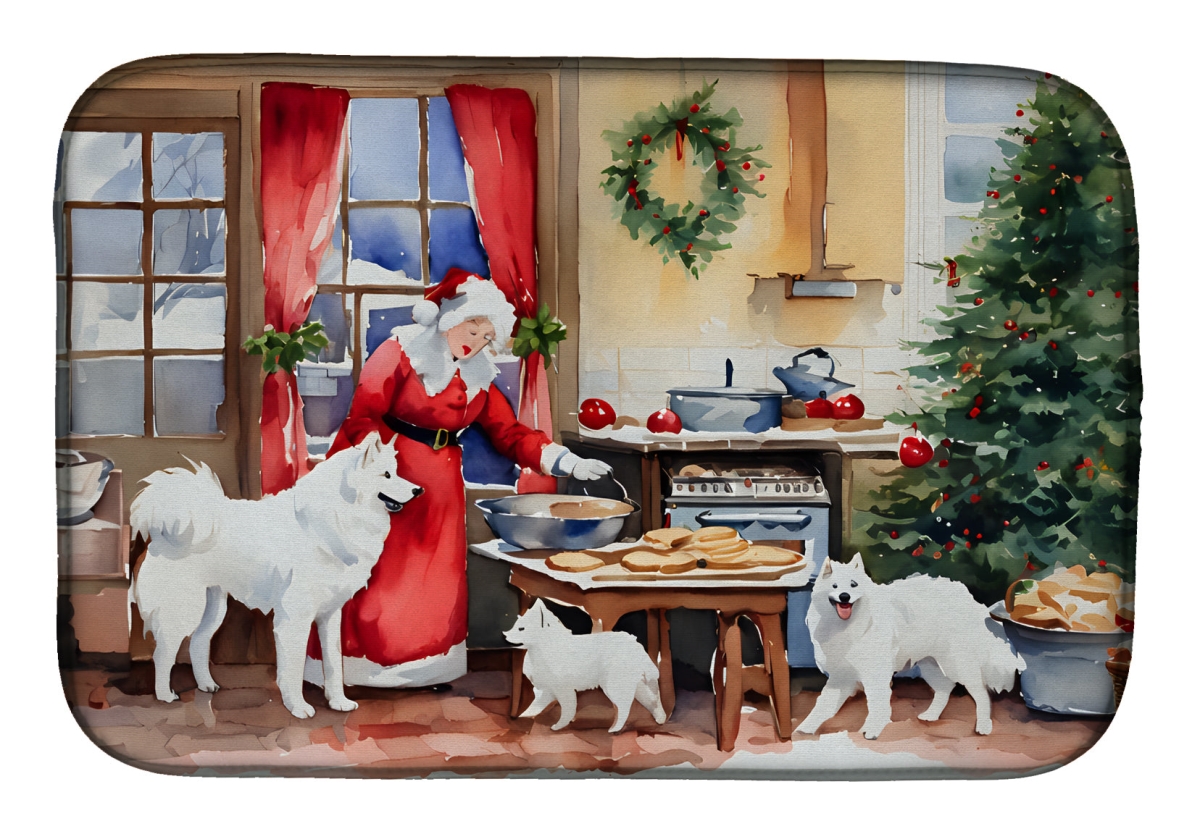 21 x 14 in. Unisex Samoyed Christmas Cookies Dish Drying Mat