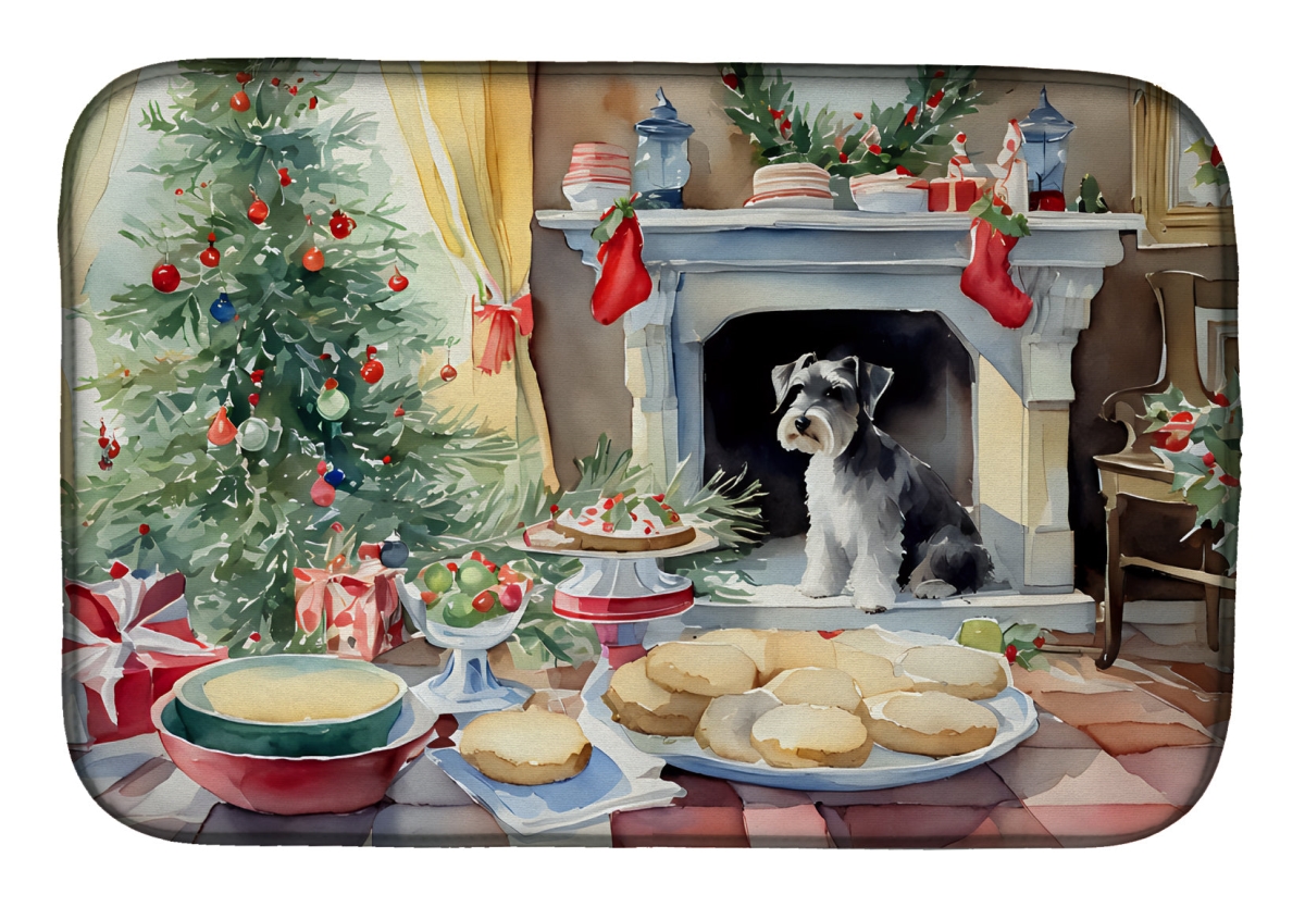 DAC3879DDM 21 x 14 in.  Schnauzer Christmas Cookies Dish Drying Mat