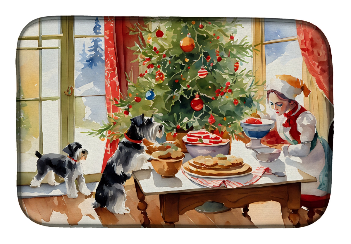 DAC3880DDM 21 x 14 in.  Schnauzer Christmas Cookies Dish Drying Mat