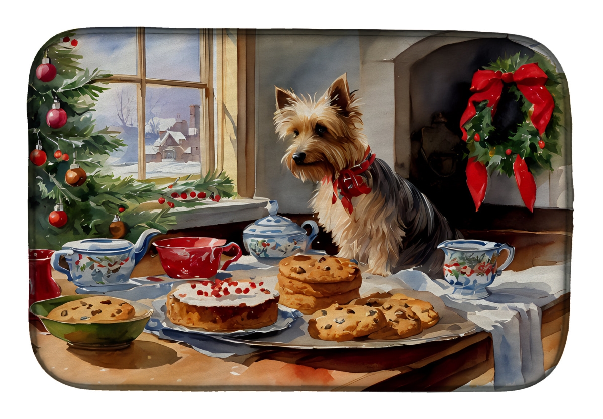 21 x 14 in. Unisex Silky Terrier Christmas Cookies Dish Drying Mat