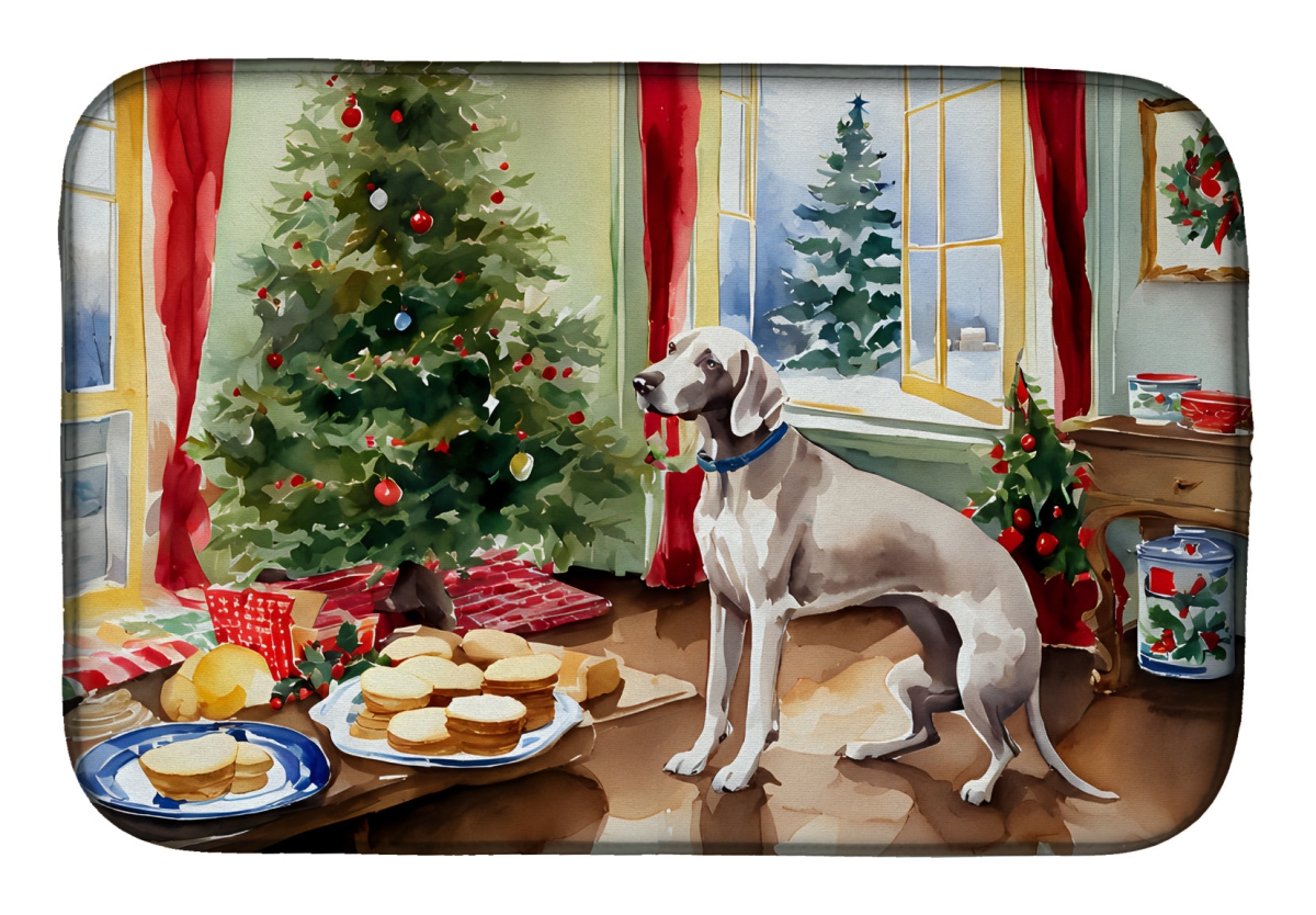 21 x 14 in. Unisex Weimaraner Christmas Cookies Dish Drying Mat