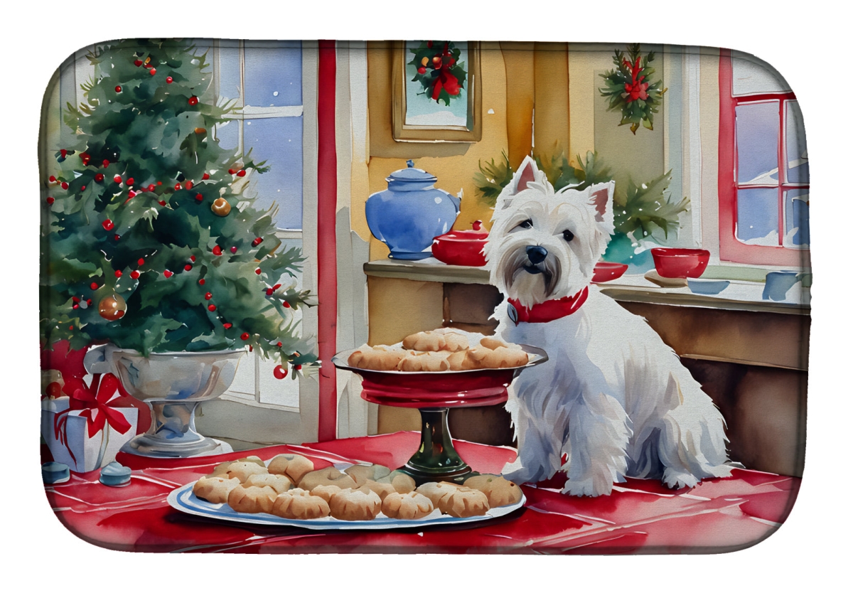 Picture of Carolines Treasures DAC3889DDM 21 x 14 in.  Westie Christmas Cookies Dish Drying Mat