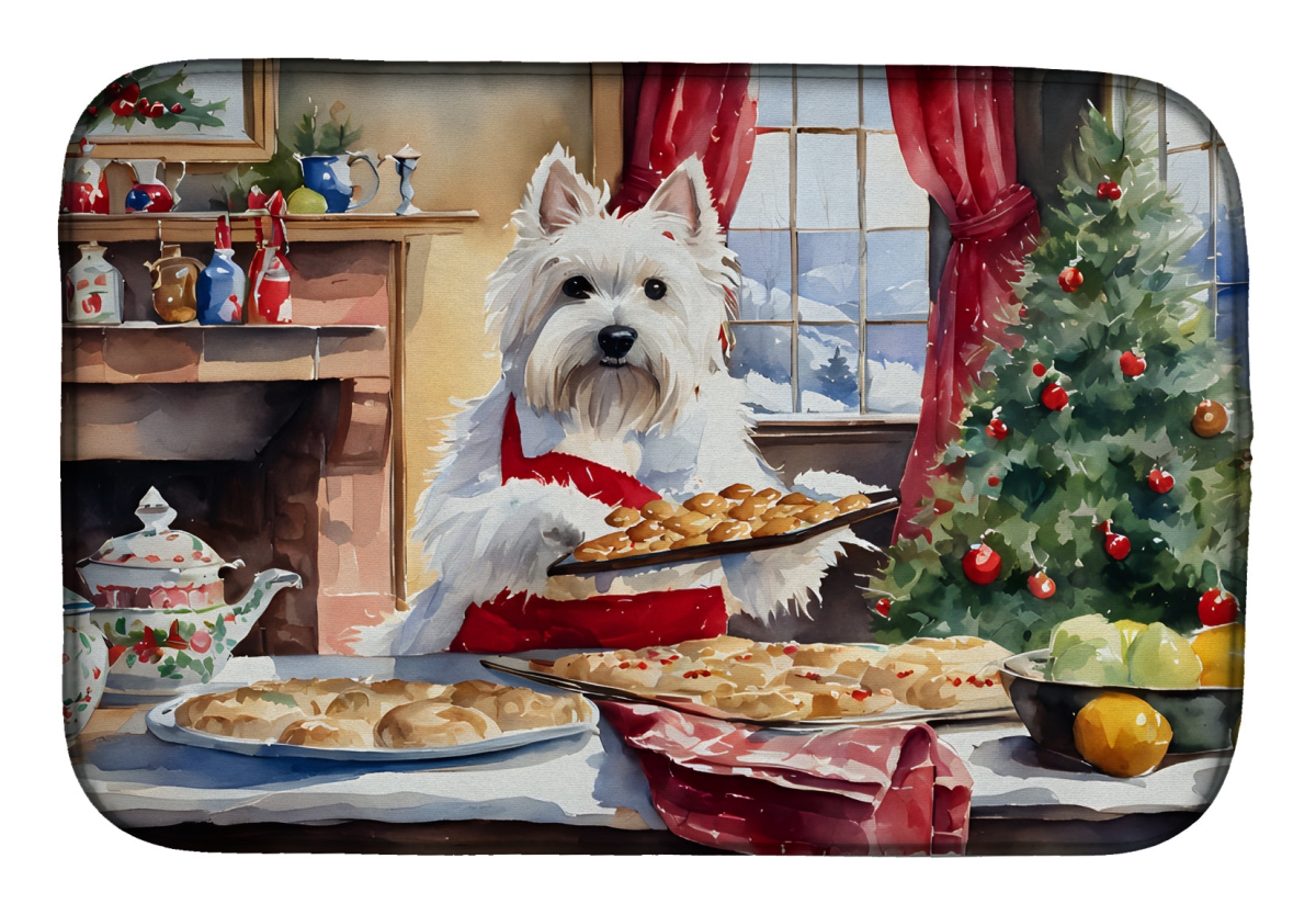 Picture of Carolines Treasures DAC3890DDM 21 x 14 in.  Westie Christmas Cookies Dish Drying Mat
