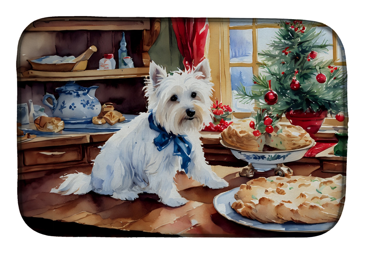 Picture of Carolines Treasures DAC3891DDM 21 x 14 in.  Westie Christmas Cookies Dish Drying Mat