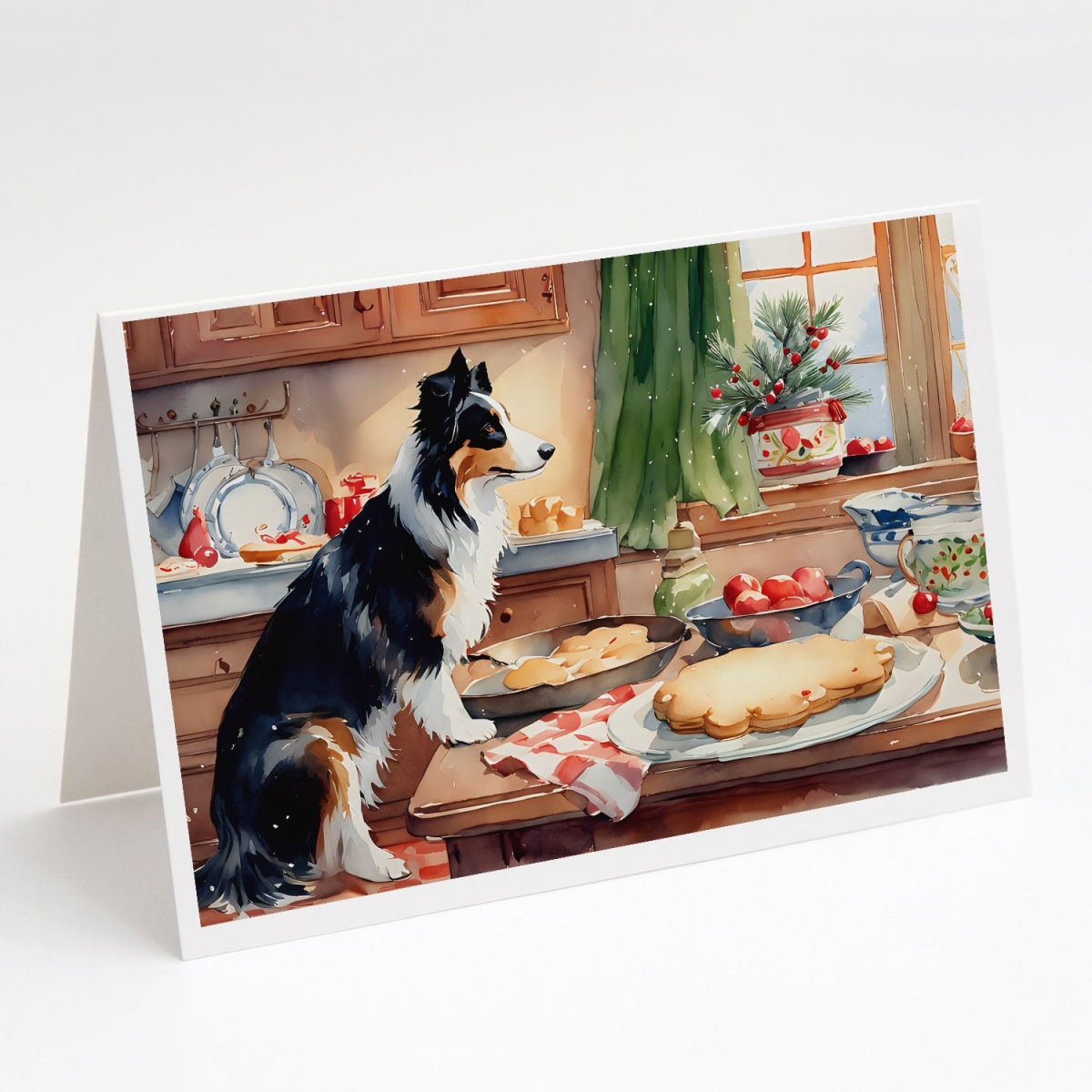 DAC3740GCA7P 5 x 7 in. Unisex Border Collie Christmas Cookies Greeting Cards - Pack of 8 -  Carolines Treasures