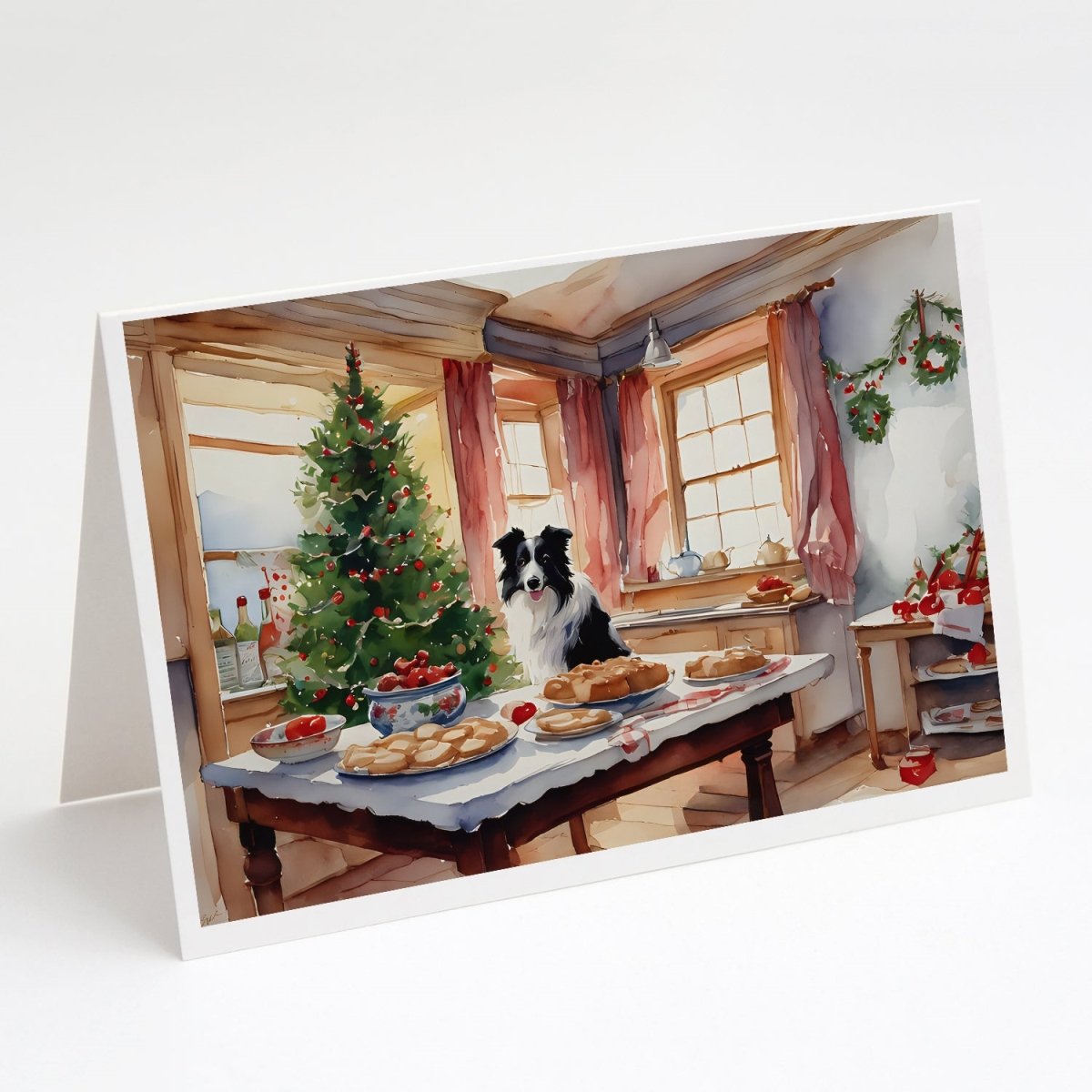 DAC3742GCA7P 5 x 7 in. Unisex Border Collie Christmas Cookies Greeting Cards - Pack of 8 -  Carolines Treasures