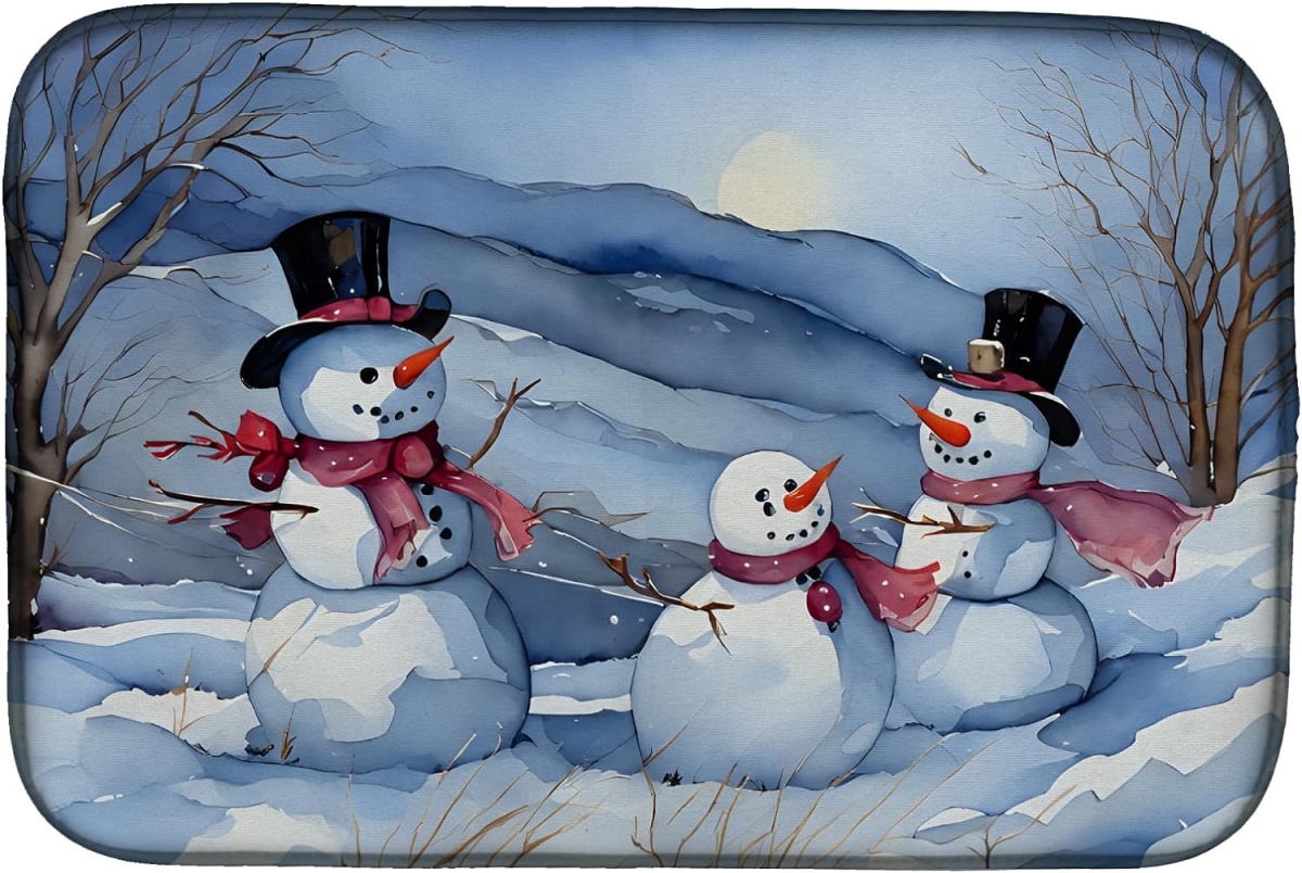 21 x 14 in. Unisex Christmas Snowmen Dish Drying Mat