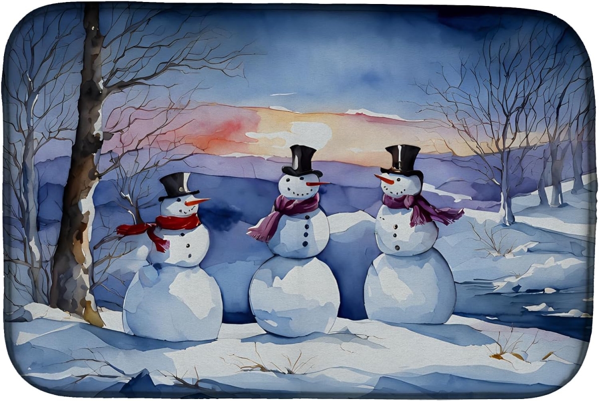 21 x 14 in. Unisex Christmas Snowmen Dish Drying Mat