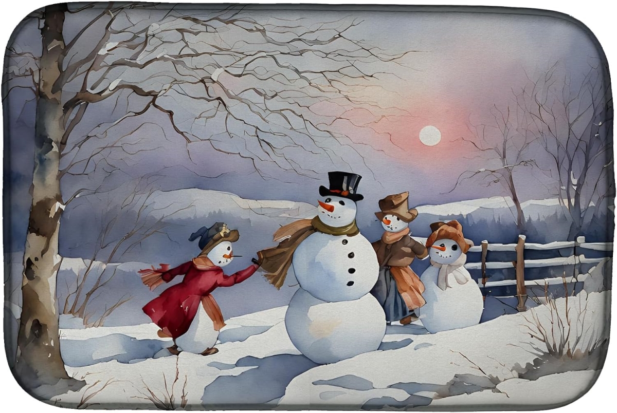 21 x 14 in. Unisex Christmas Snowmen Dish Drying Mat