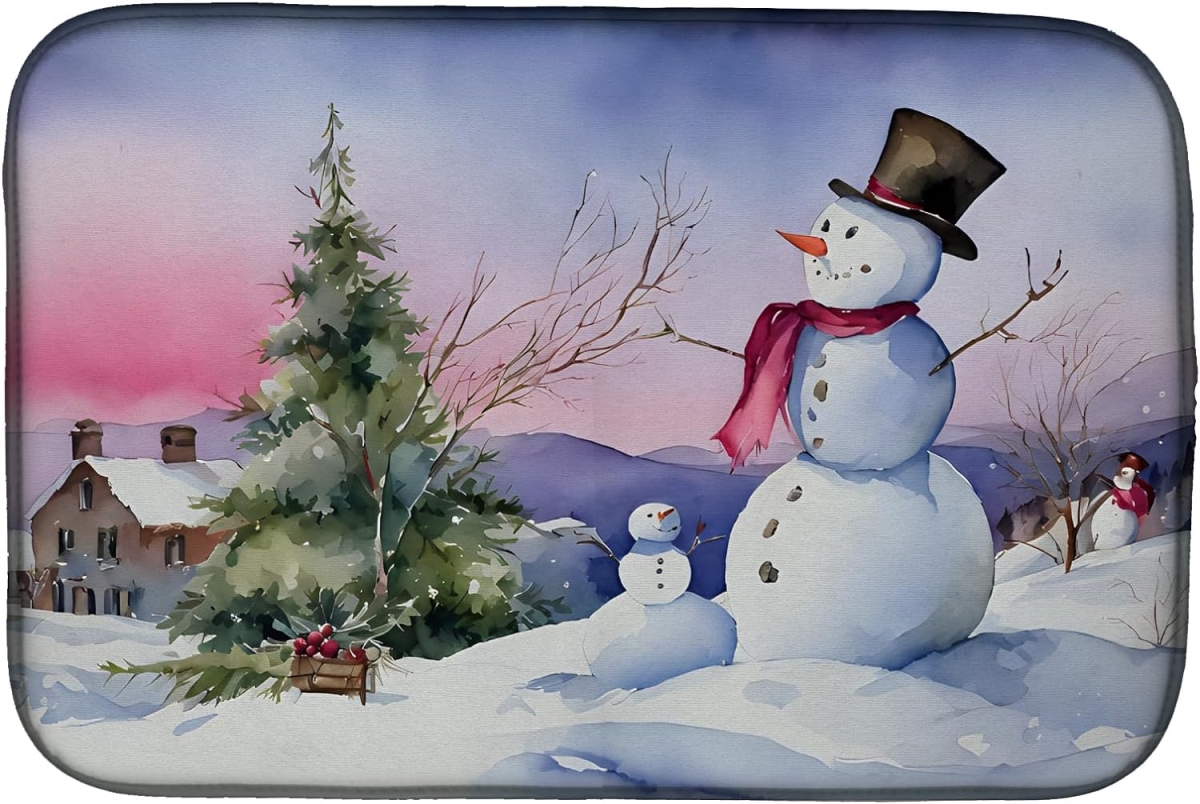 21 x 14 in. Unisex Christmas Snowmen Dish Drying Mat
