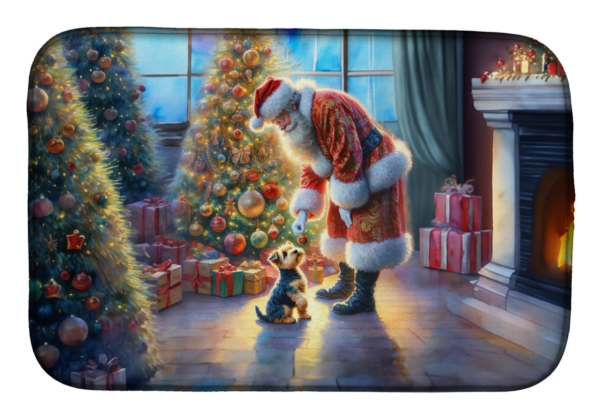 21 x 14 in. Unisex Australian Terrier & Santa Claus Dish Drying Mat