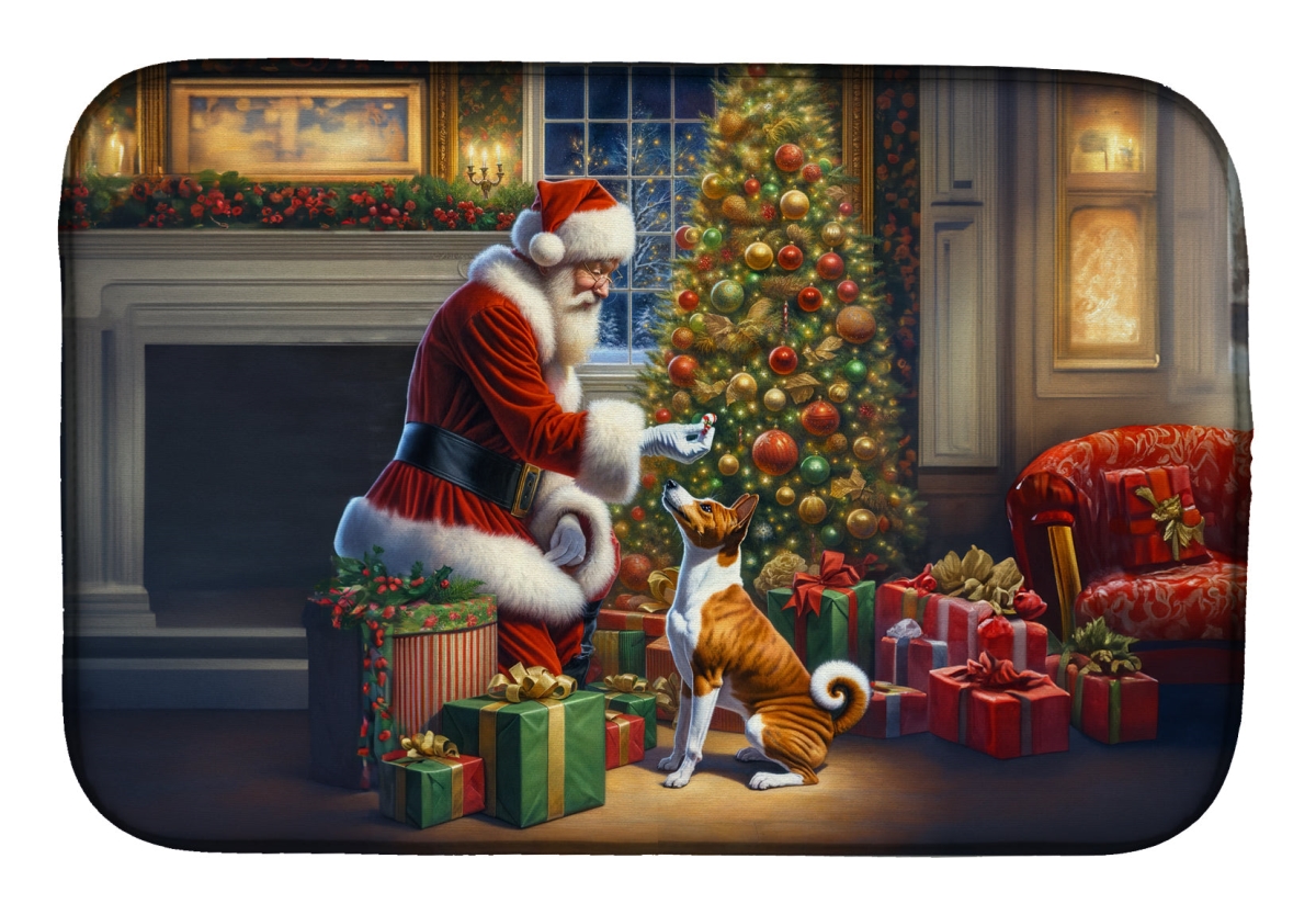 DAC4062DDM 21 x 14 in.  Basenji & Santa Claus Dish Drying Mat