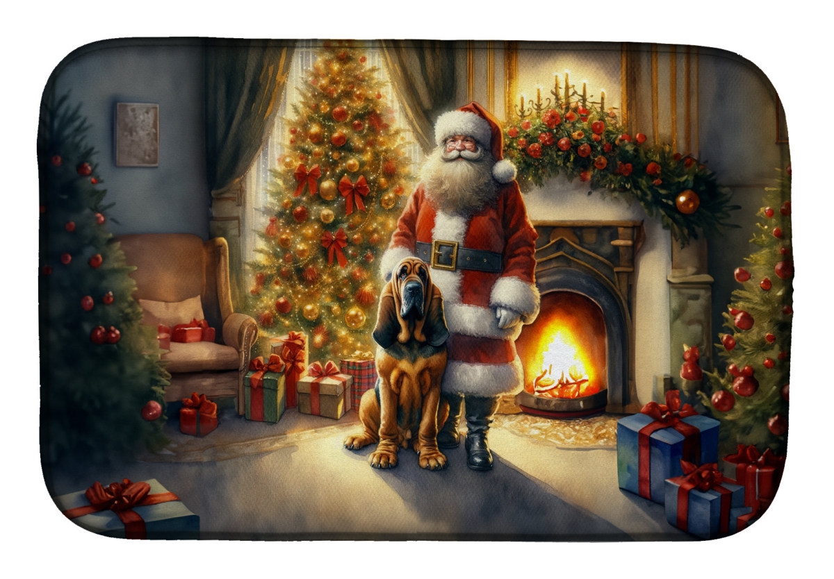 DAC4073DDM 21 x 14 in.  Bloodhound & Santa Claus Dish Drying Mat