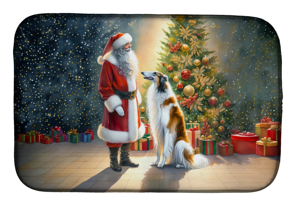 DAC4077DDM 21 x 14 in.  Borzoi & Santa Claus Dish Drying Mat