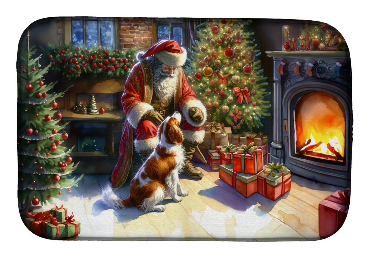 21 x 14 in. Unisex Brittany & Santa Claus Dish Drying Mat