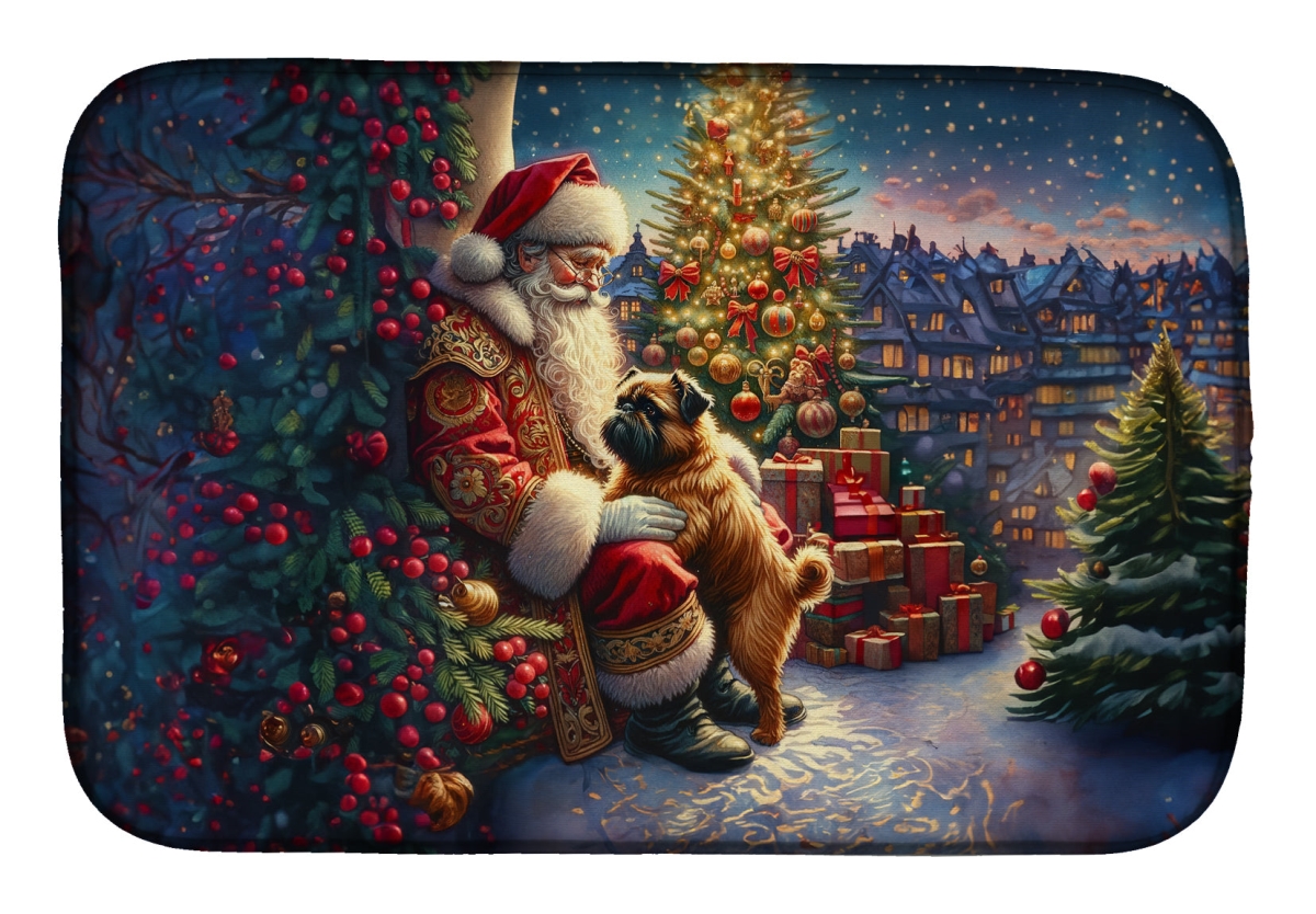 21 x 14 in. Unisex Brussels Griffon & Santa Claus Dish Drying Mat