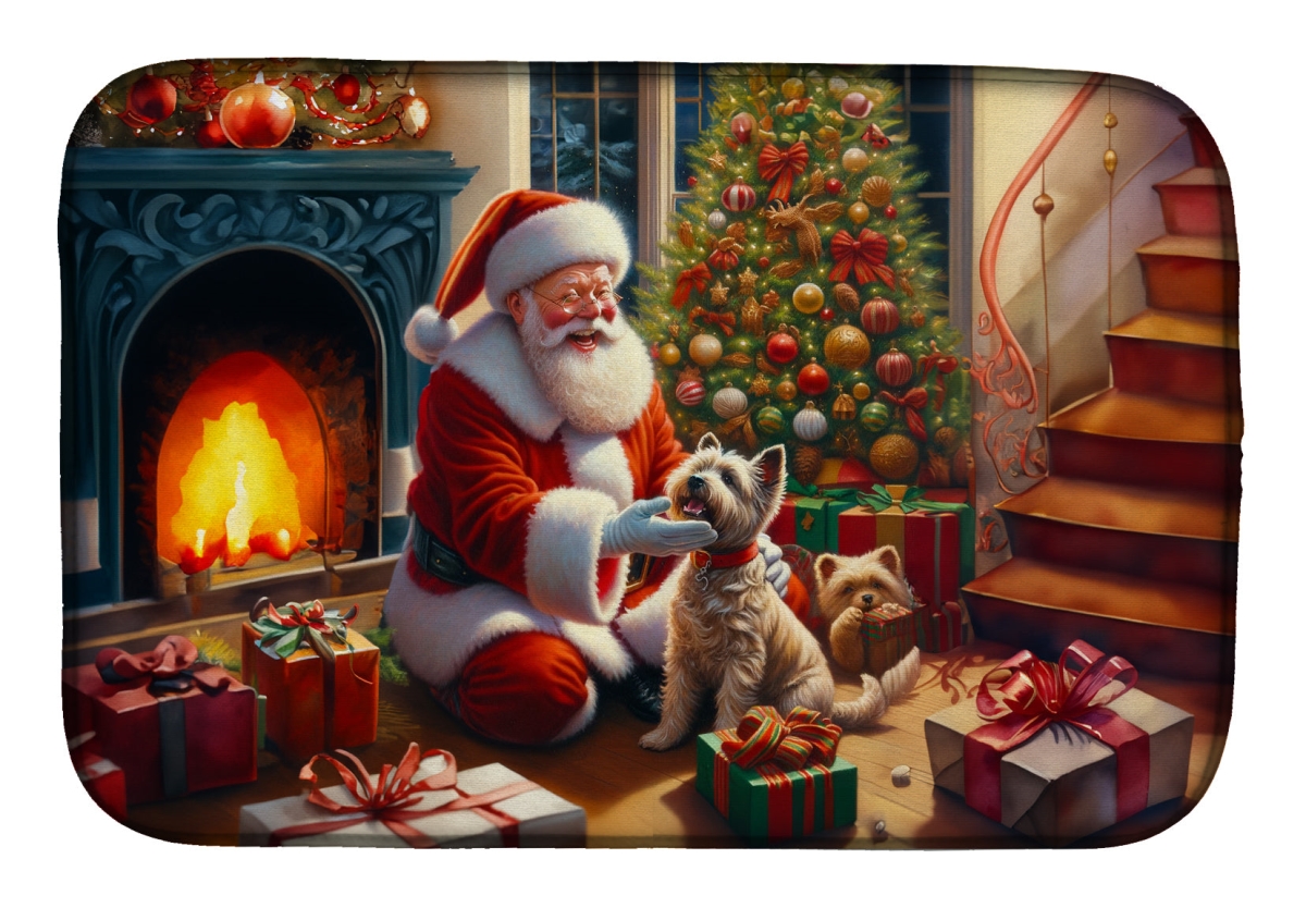 21 x 14 in. Unisex Cairn Terrier & Santa Claus Dish Drying Mat
