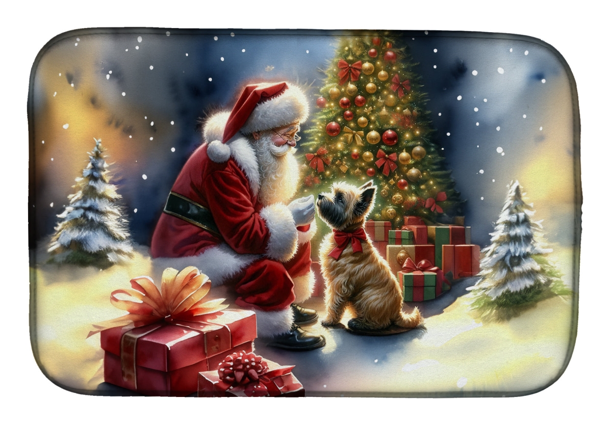 21 x 14 in. Unisex Cairn Terrier & Santa Claus Dish Drying Mat