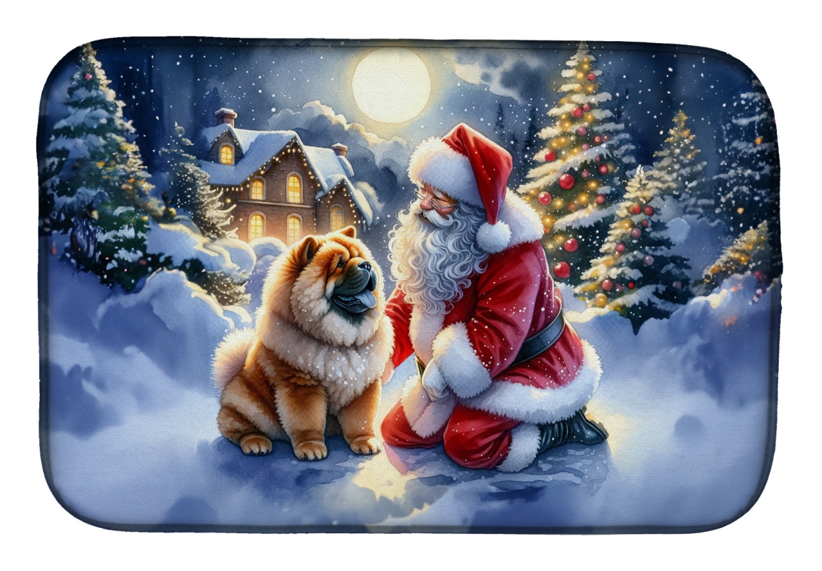 21 x 14 in. Unisex Chow Chow & Santa Claus Dish Drying Mat