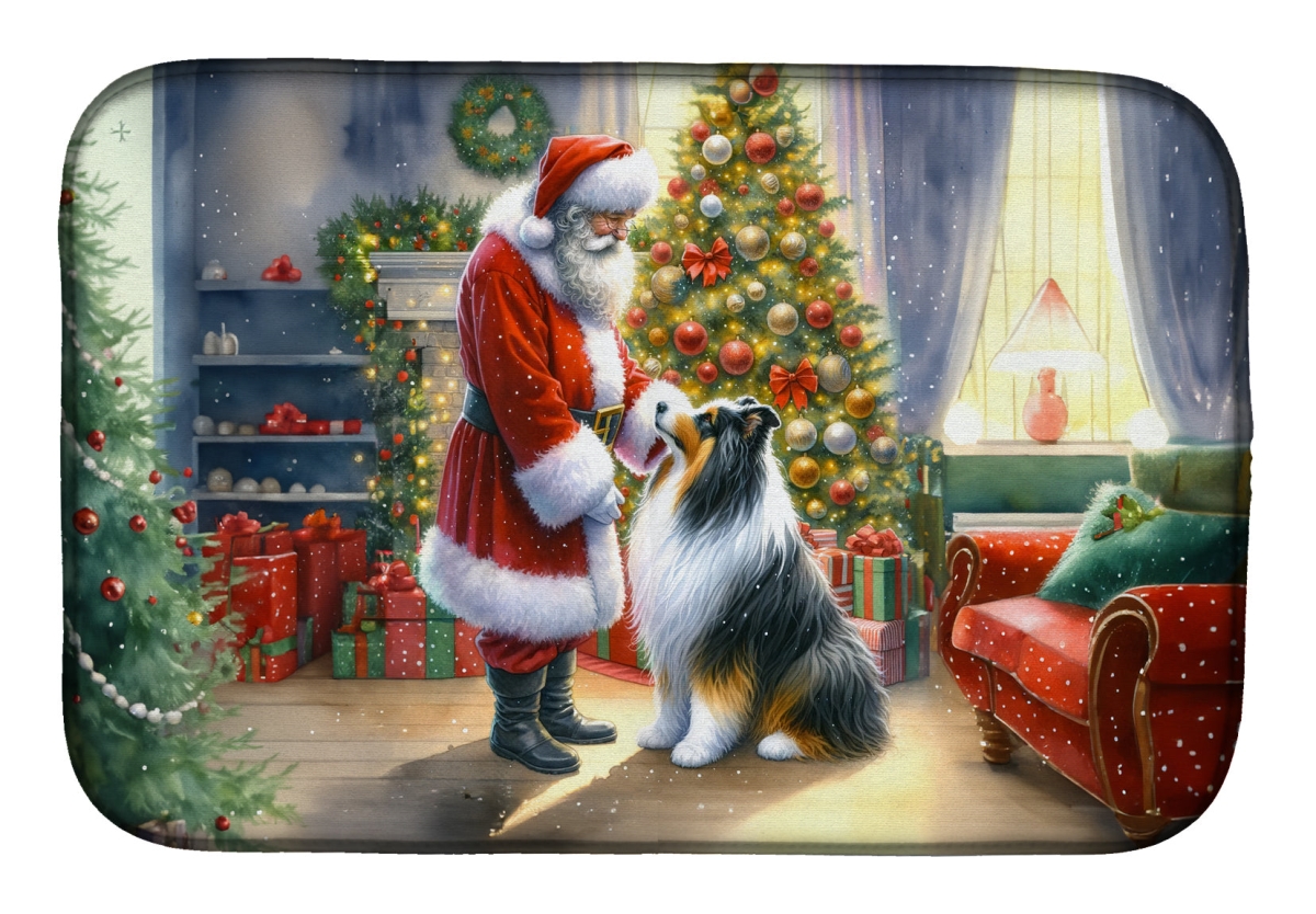 DAC4097DDM 21 x 14 in.  Collie & Santa Claus Dish Drying Mat