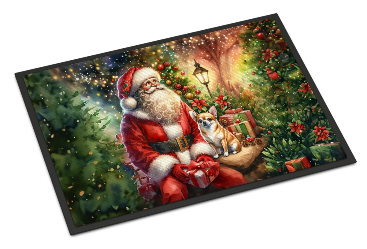 18 x 27 in. Unisex Chihuahua & Santa Claus Doormat