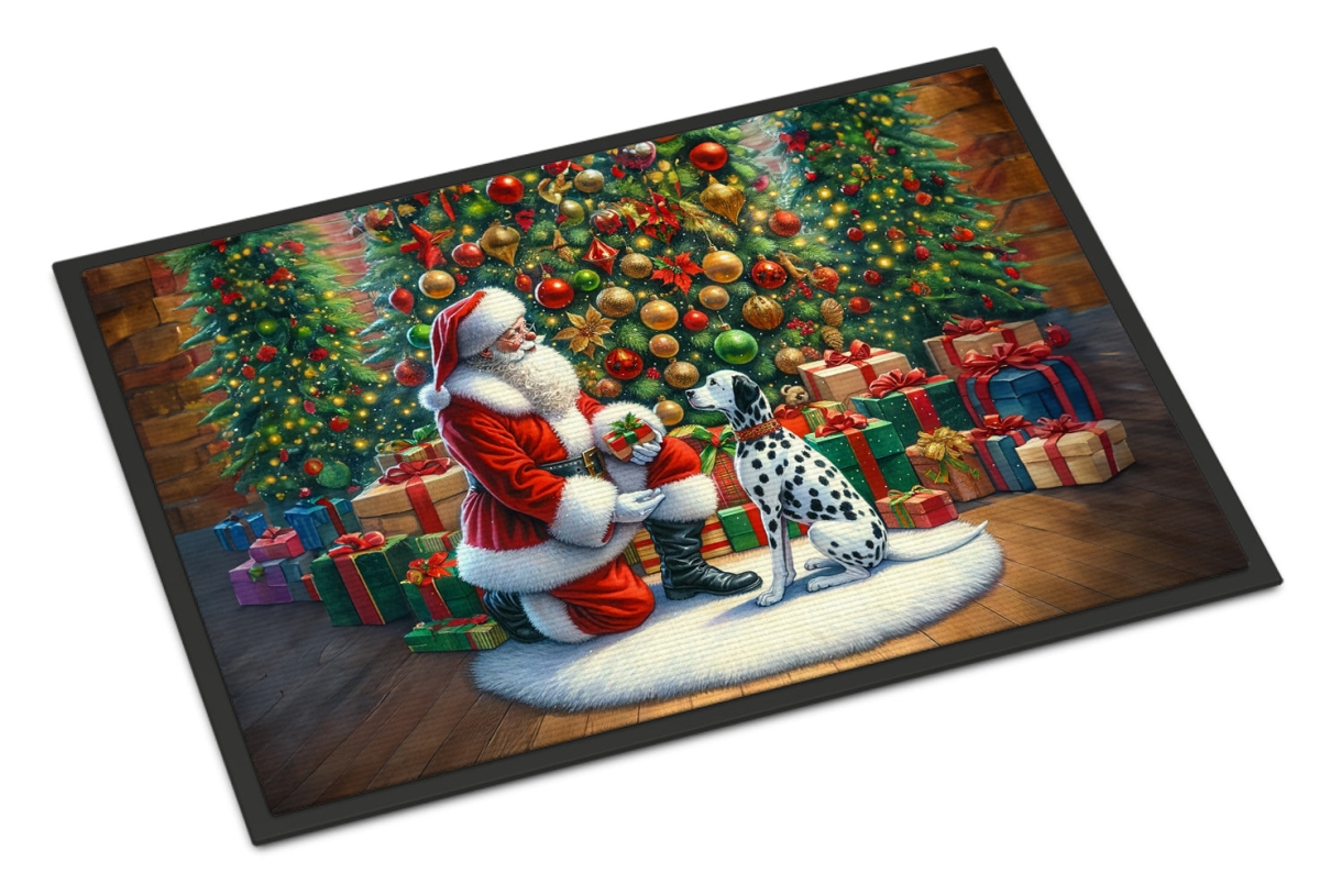 18 x 27 in. Unisex Dalmatian & Santa Claus Doormat