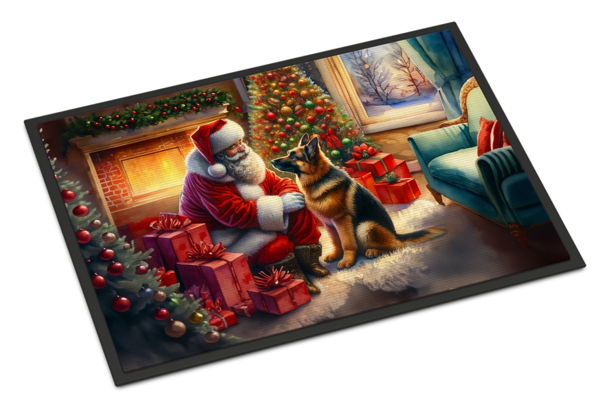 18 x 27 in. Unisex German Shepherd & Santa Claus Doormat