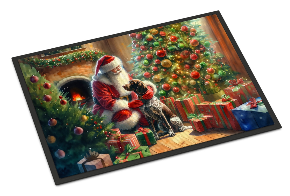 18 x 27 in. Unisex German Shorthaired Pointer & Santa Claus Doormat