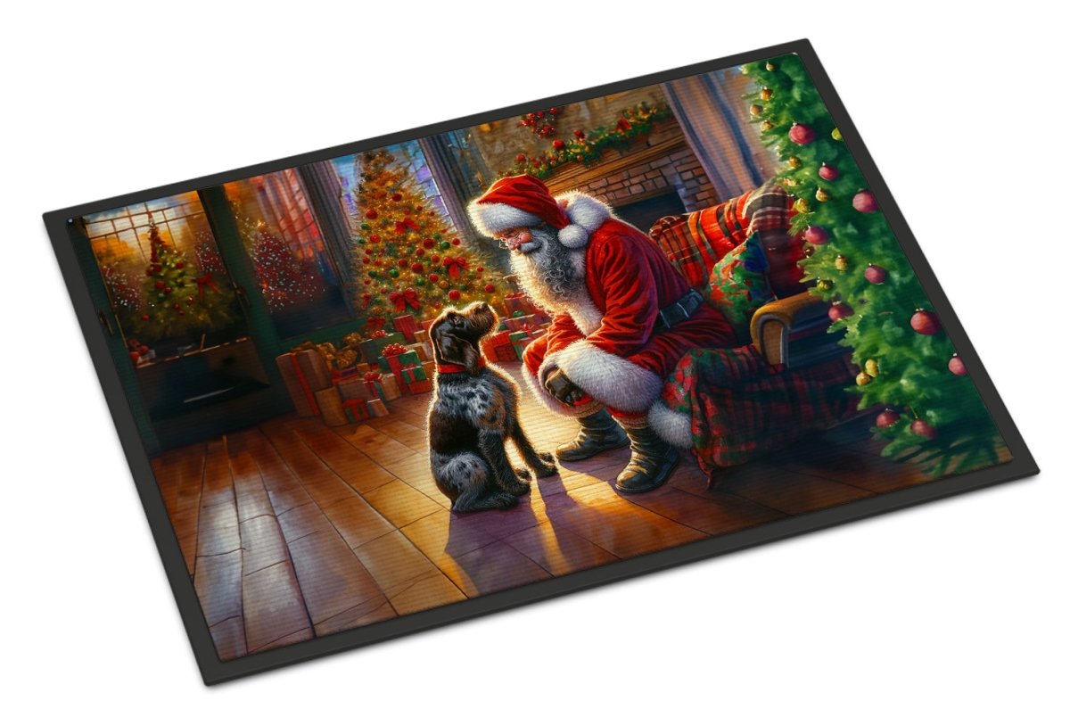 18 x 27 in. Unisex German Wirehaired Pointer & Santa Claus Doormat