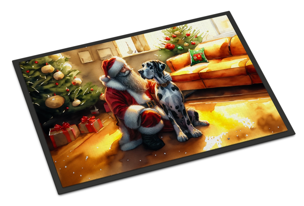 18 x 27 in. Unisex Great Dane & Santa Claus Doormat