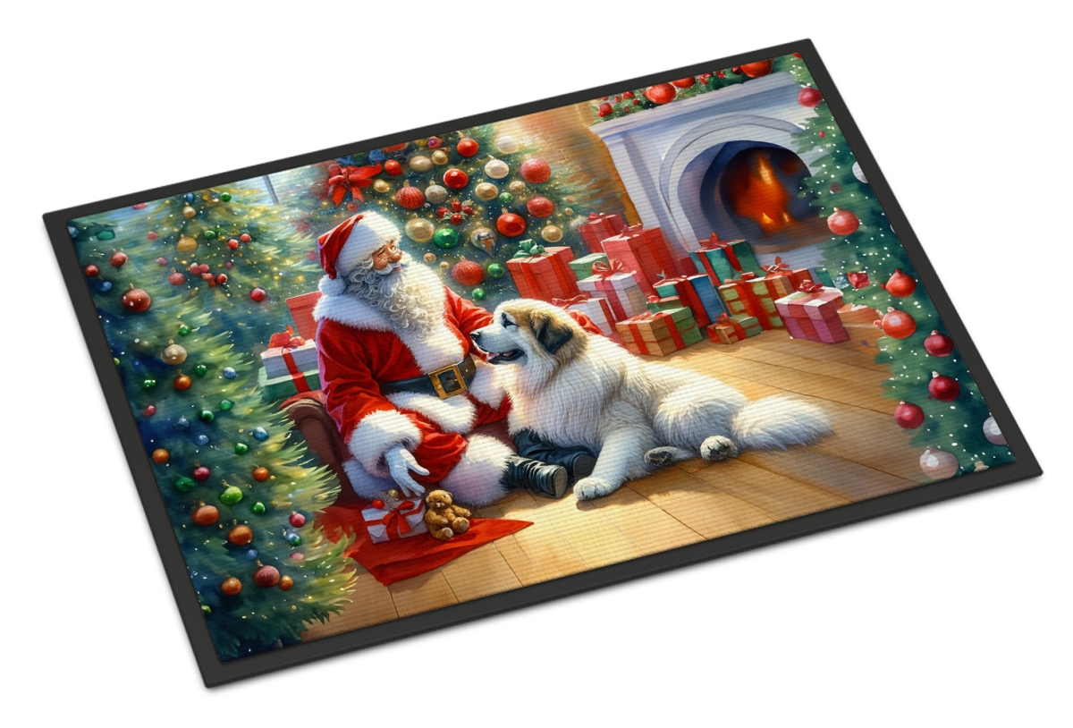 18 x 27 in. Unisex Great Pyrenees & Santa Claus Doormat