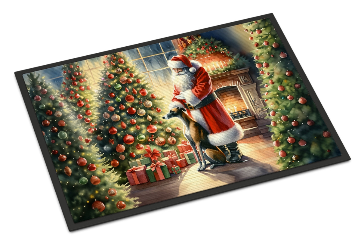 18 x 27 in. Unisex Greyhound & Santa Claus Doormat