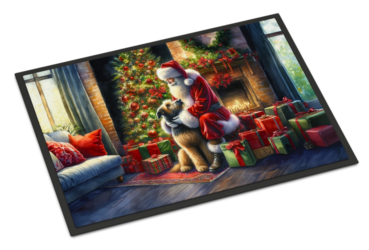 18 x 27 in. Unisex Irish Wolfhound & Santa Claus Doormat