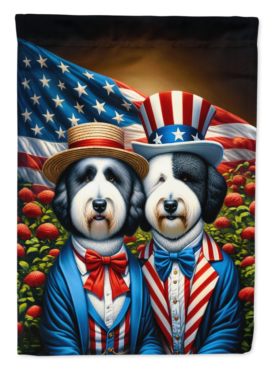 15.5 x 11.25 in. Unisex All American Old English Sheepdog Polyester Fabric Garden Flag
