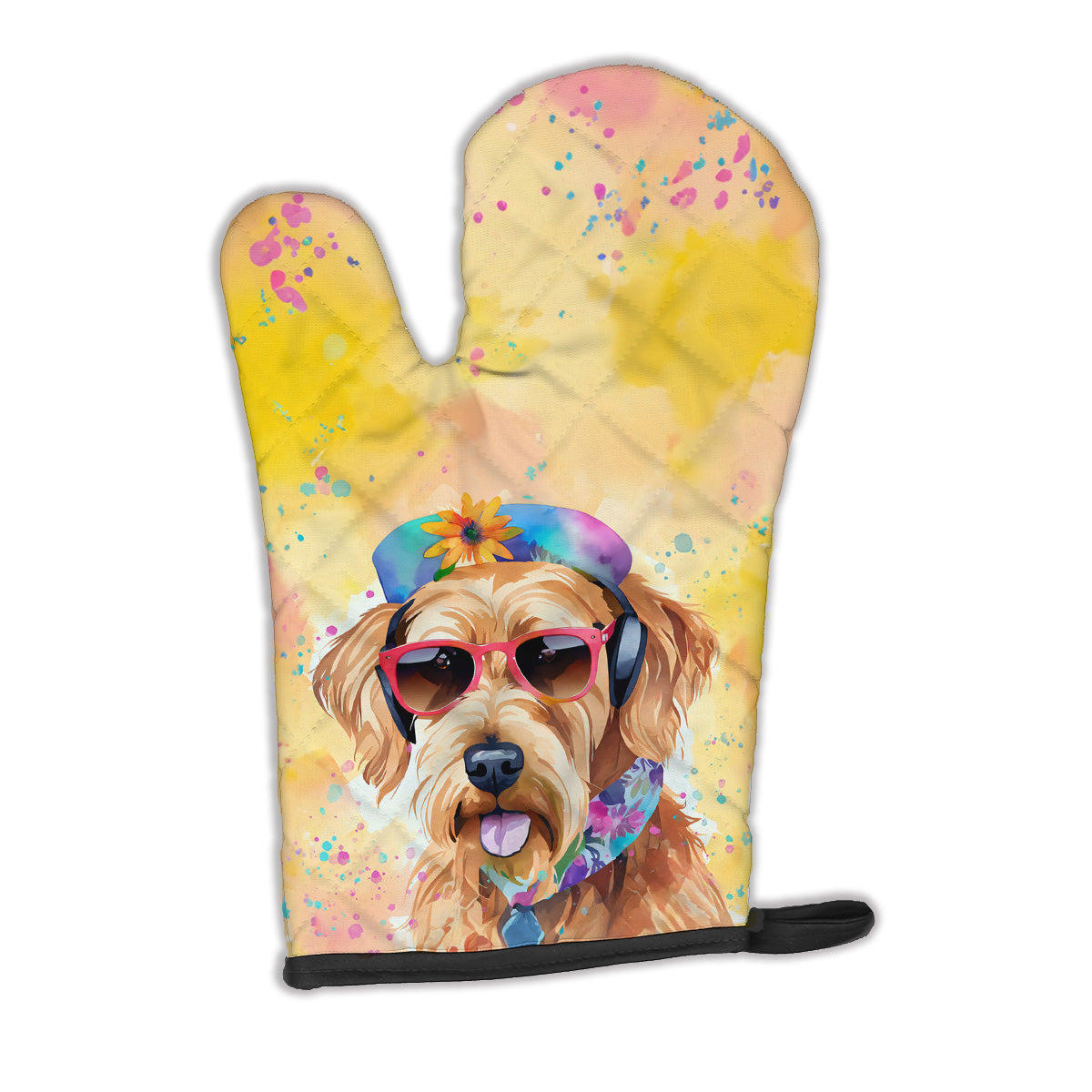 12 x 8.5 in. Unisex Airedale Terrier Hippie Dawg Polyester Oven Mitt