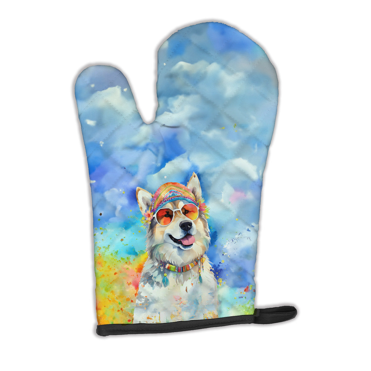 12 x 8.5 in. Unisex Alaskan Malamute Hippie Dawg Polyester Oven Mitt