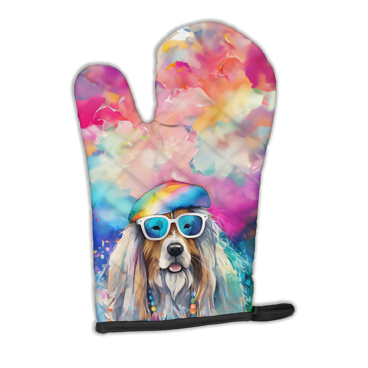 12 x 8.5 in. Unisex Bearded Collie Hippie Dawg Polyester Oven Mitt
