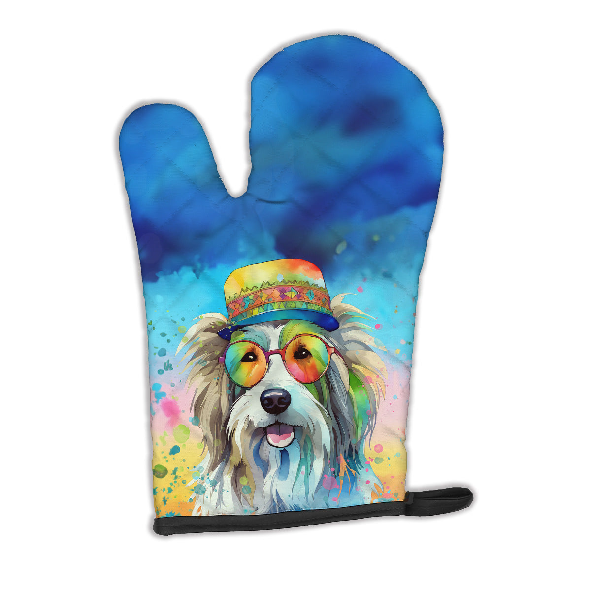 12 x 8.5 in. Unisex Bearded Collie Hippie Dawg Polyester Oven Mitt