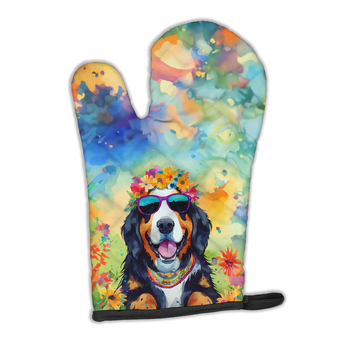 12 x 8.5 in. Unisex Bernese Mountain Dog Hippie Dawg Polyester Oven Mitt