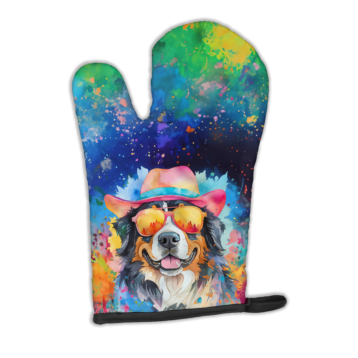 12 x 8.5 in. Unisex Bernese Mountain Dog Hippie Dawg Polyester Oven Mitt
