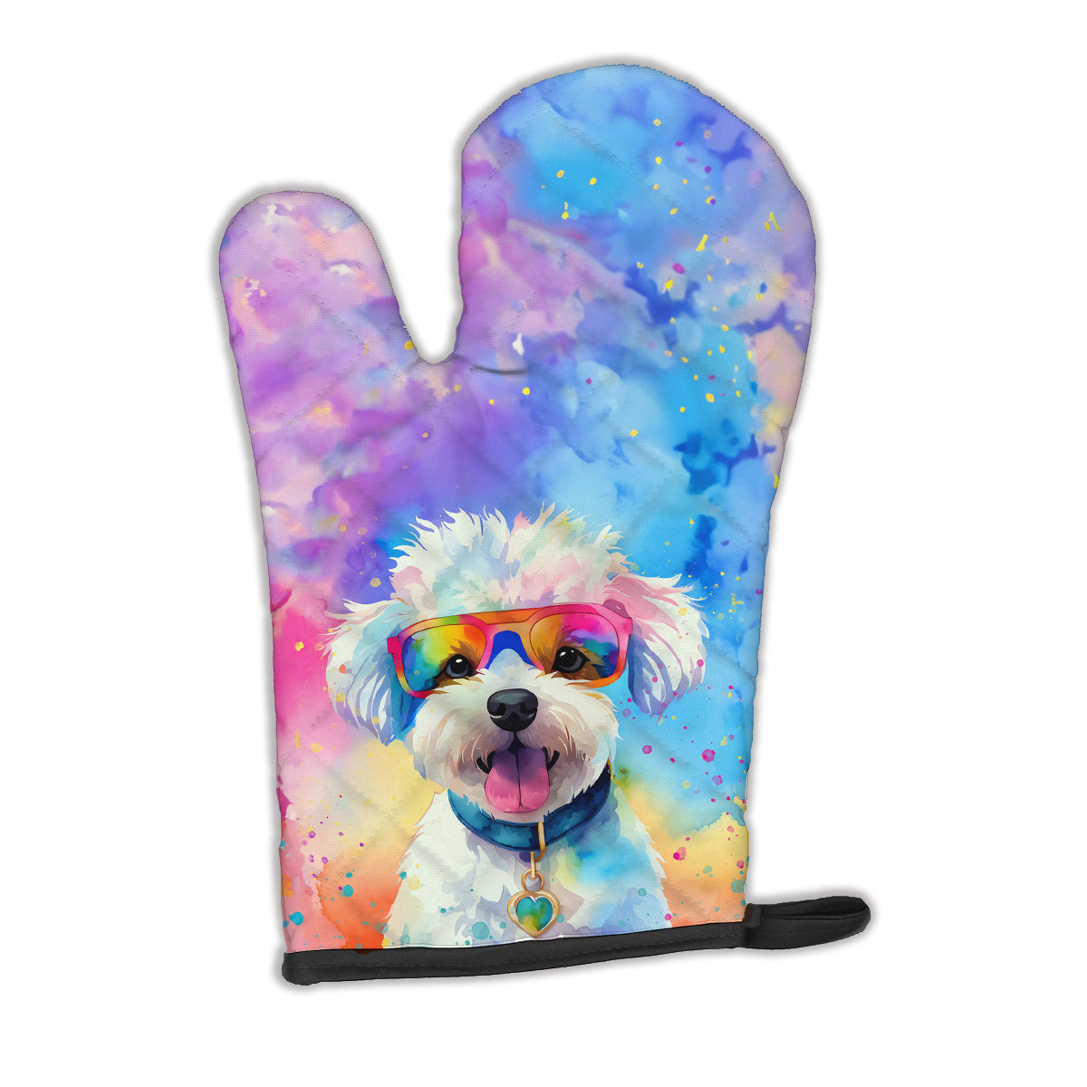 12 x 8.5 in. Unisex Bichon Frise Hippie Dawg Polyester Oven Mitt