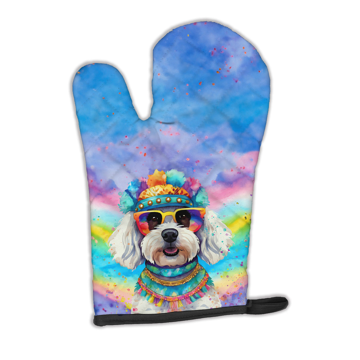 12 x 8.5 in. Unisex Bichon Frise Hippie Dawg Polyester Oven Mitt