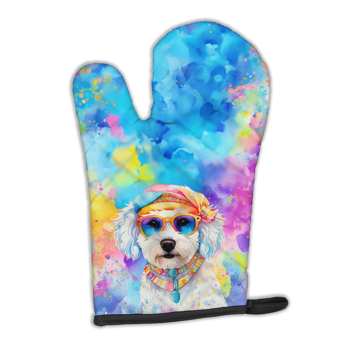 12 x 8.5 in. Unisex Bichon Frise Hippie Dawg Polyester Oven Mitt