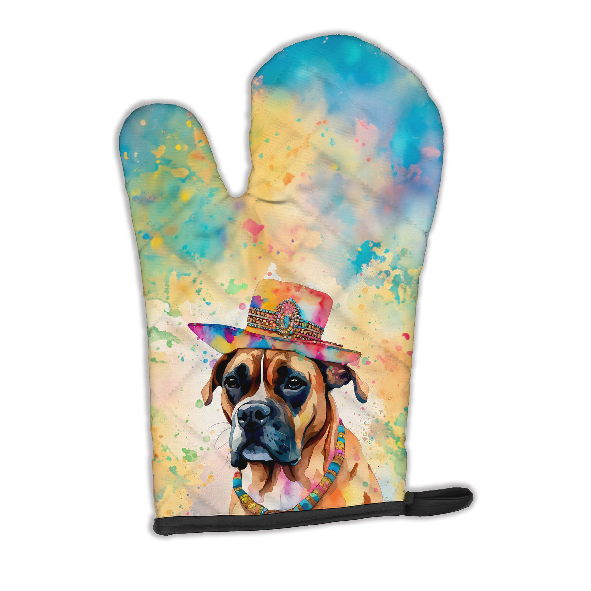 12 x 8.5 in. Unisex Boxer Hippie Dawg Polyester Oven Mitt
