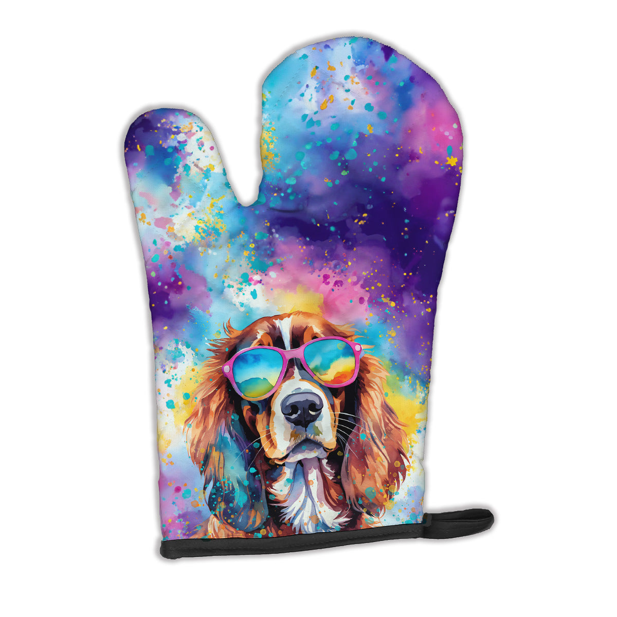12 x 8.5 in. Unisex Cavalier Spaniel Hippie Dawg Polyester Oven Mitt
